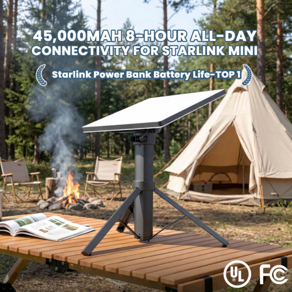 All-in-One Starlink Mini Power Bank Stand: 45,000mAh for 8-Hour Outdoor Power - Camping & Off-Grid Ready