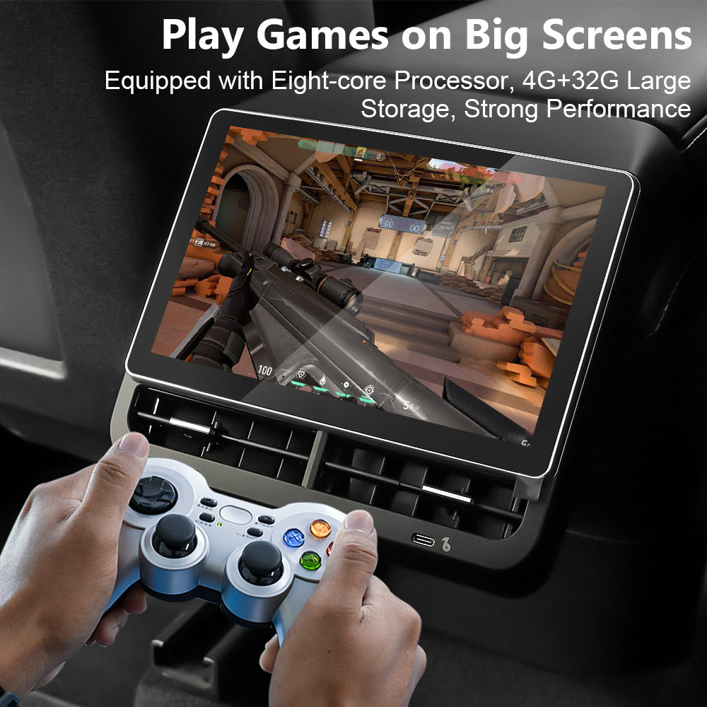 Tesla rear entertainment screen 1080P games with Bluetooth gamepad