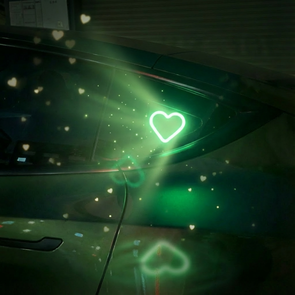 Tesla Heart-Shaped Solar Ambient Lights – Romantic Glow for Model 3/Y Drives