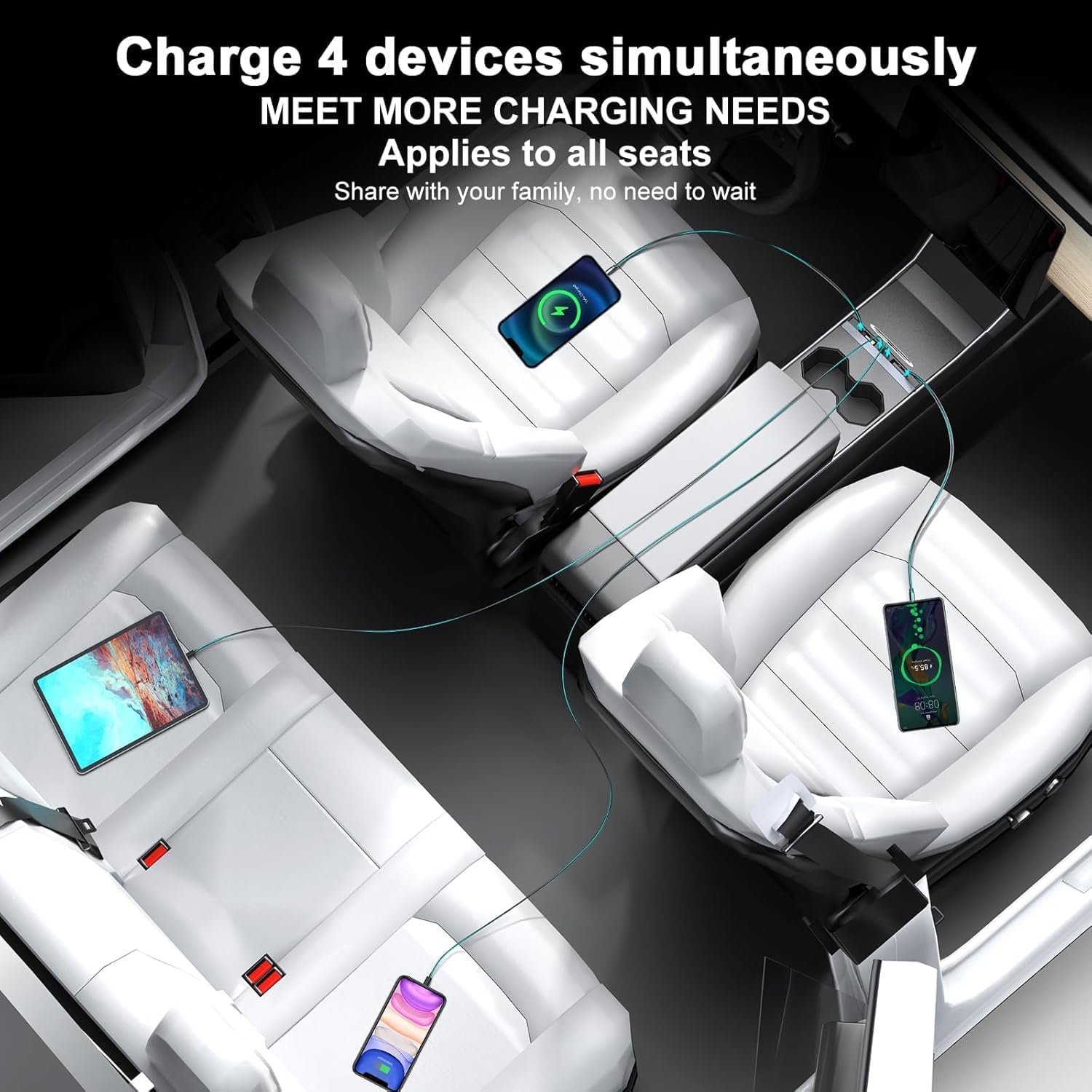 120W Voice-Controlled Ambient Light Charging Extension Tesla Model 3 & Y