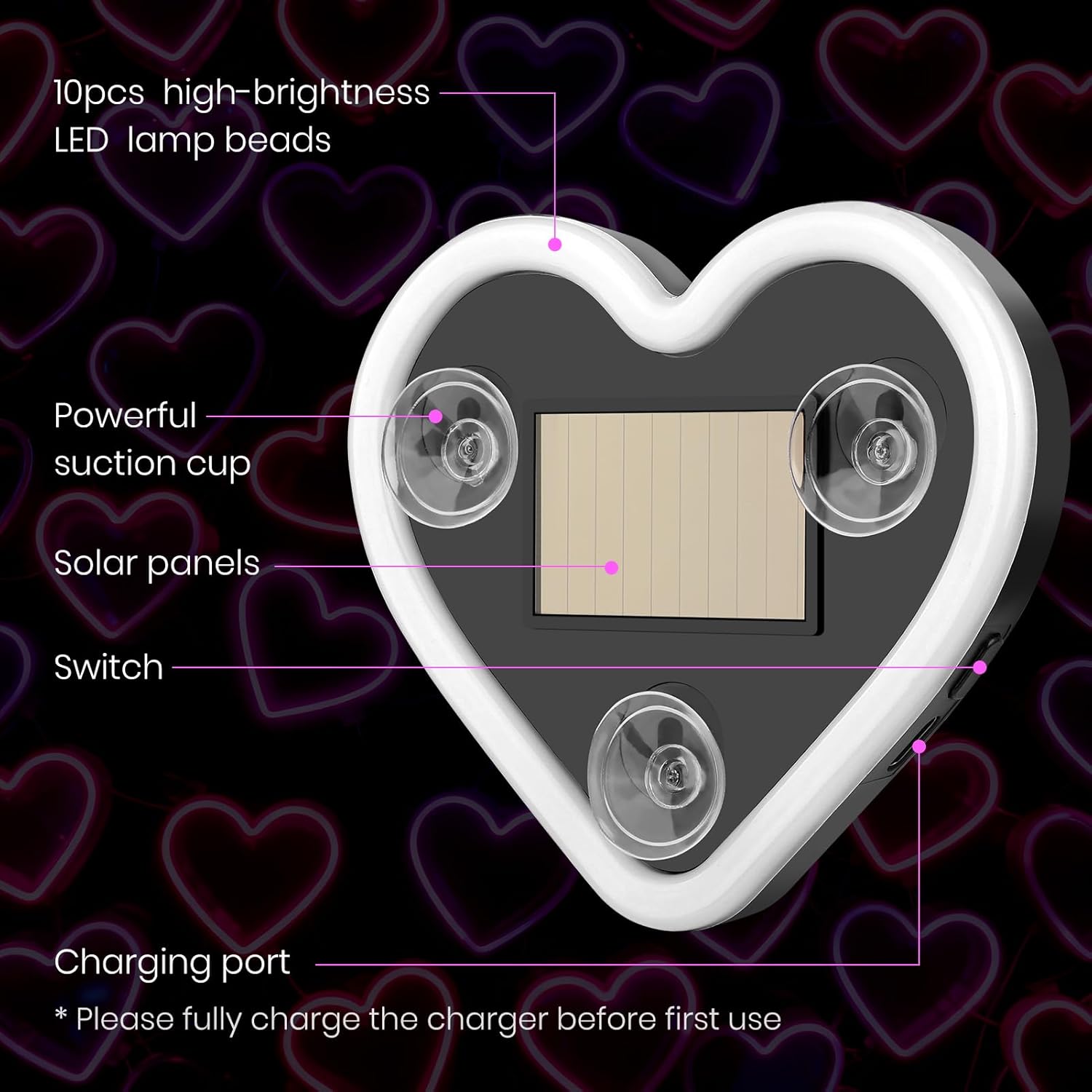 Tesla Heart-Shaped Solar Ambient Lights – Romantic Glow for Model 3/Y Drives