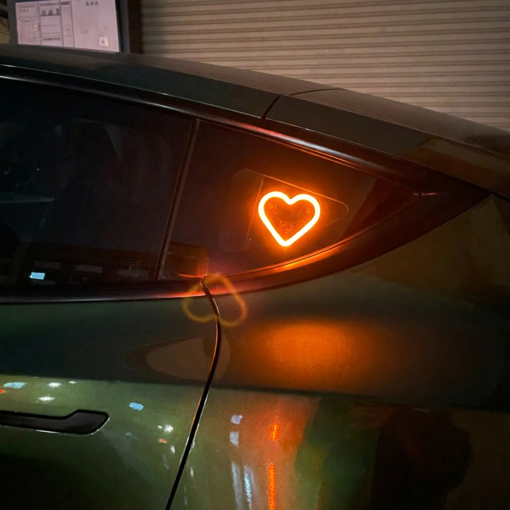 Tesla Heart-Shaped Solar Ambient Lights – Romantic Glow for Model 3/Y Drives