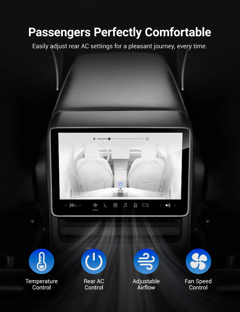 Yuebbn 2025 Model 3/Y Rear Screen – Identical OEM, Fits 2018-2024 model 3/Y