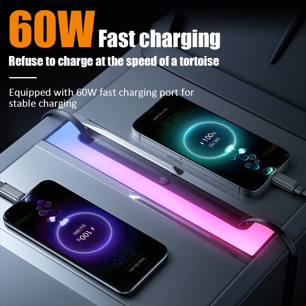 Voice-Controlled Ambient Light Charging Extender (60W×2 Fast Charging) Fits Model 3 highland/Model Y juniper