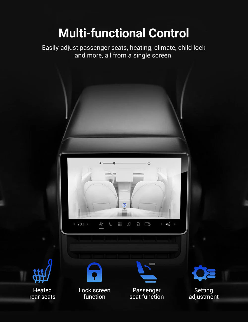 Yuebbn 2025 Model 3/Y Rear Screen – Identical OEM, Fits 2018-2024 model 3/Y