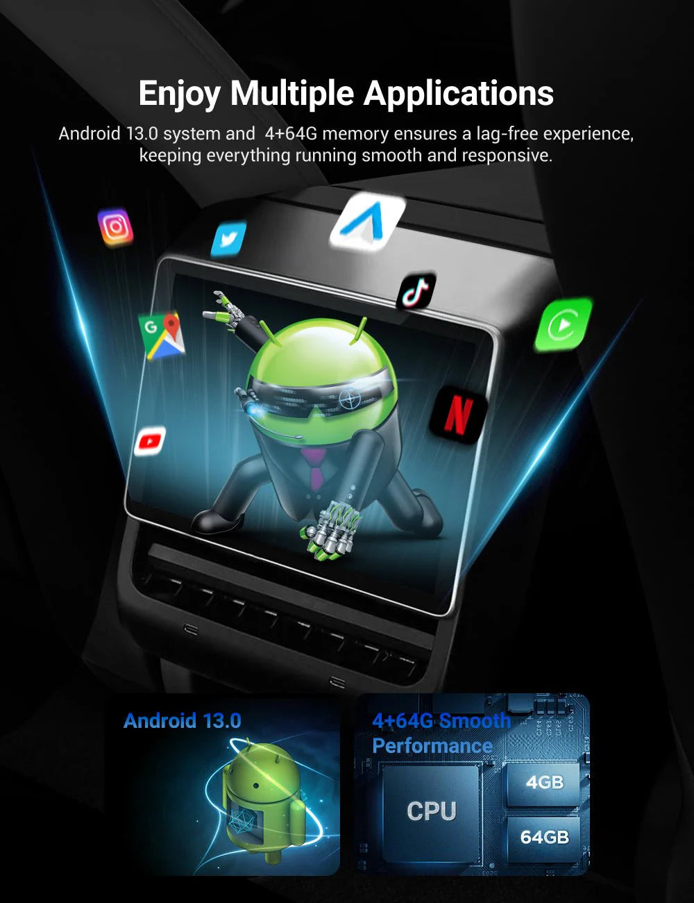 Yuebbn 2025 Model 3/Y Rear Screen – Identical OEM, Fits 2018-2024 model 3/Y